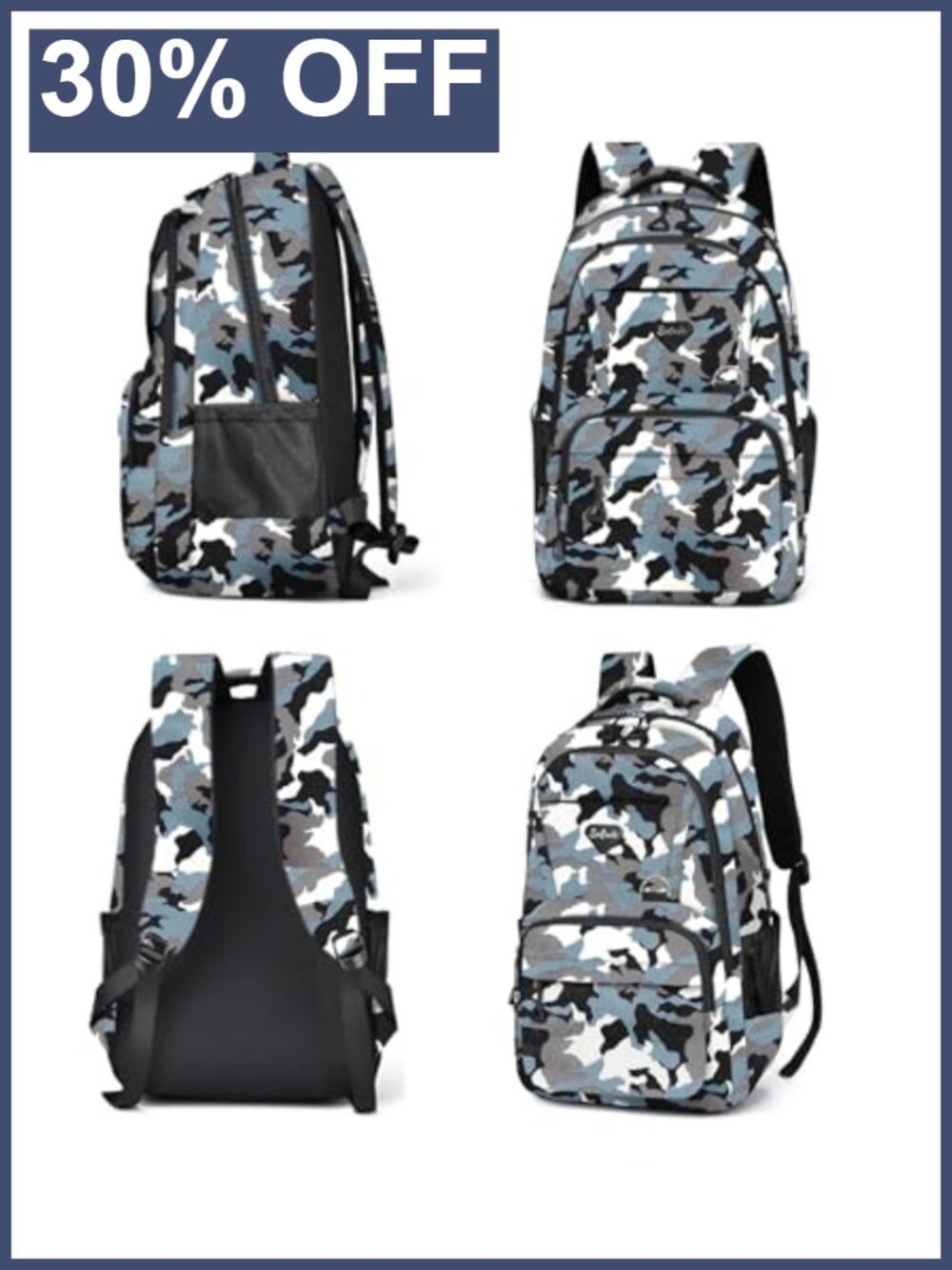 Casual Lightweight Waterproof Polyester Backpack 15" Laptop School Bag - Picture 5 of 6
